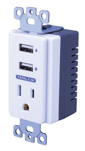 Dual USB In-Wall Charger with AC