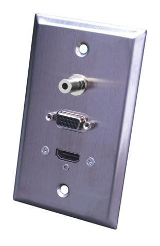 Stainless Steel HDMI®, S-VGA, 3.5mm Wall Plate