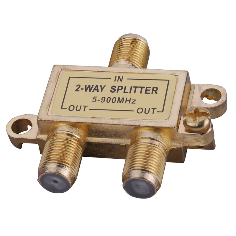 2 Way Signal Splitter With Built In Grounding Block