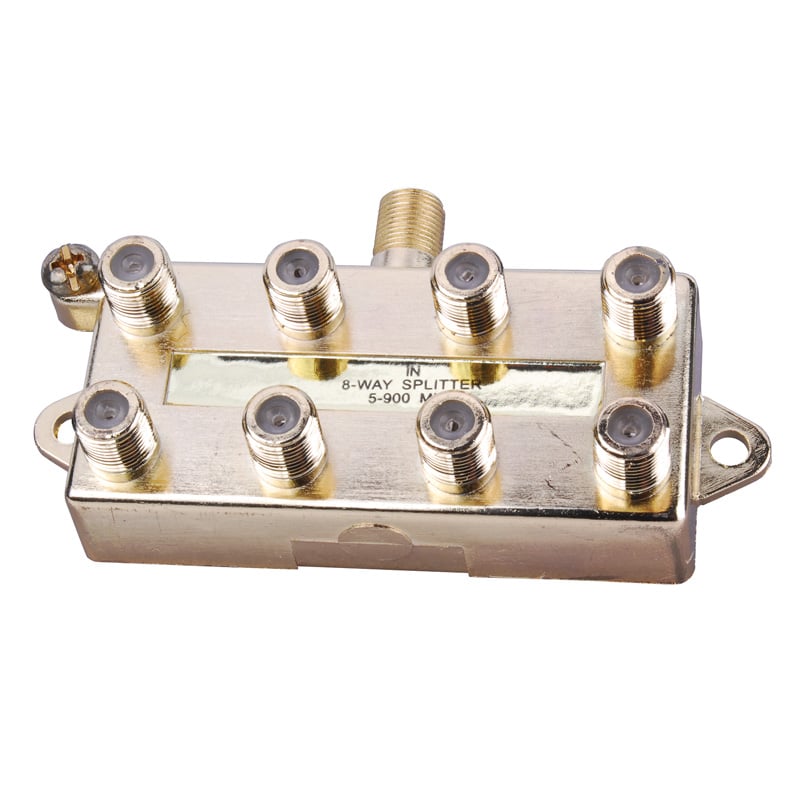 8 Way Signal Splitter With Built In Grounding Block