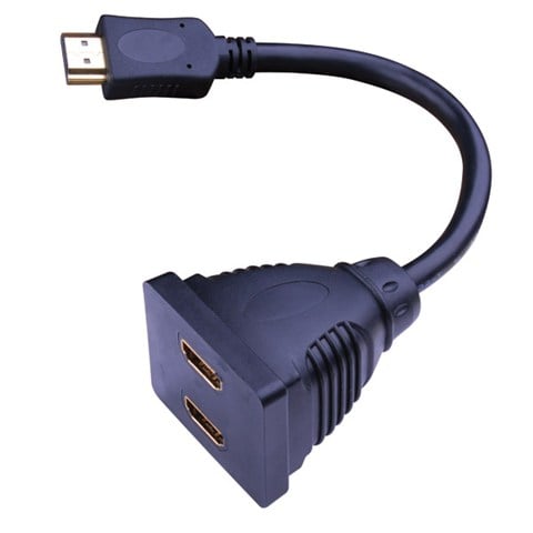 Hdmi® Male To 2 Female Adapter With Pigtail