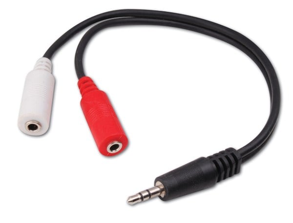 3.5 Mm Stereo Plug To 2 3.5 Mm Stereo Jacks "y" Adapter