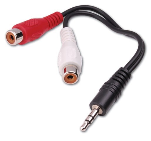 Deltaco AA-10, Adaptateur Mini DIN 4M vers RCA Jack, 0,1m