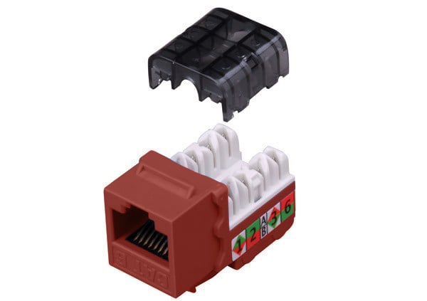 Category 6 90 Degree Keystone Inserts Vanco, Red