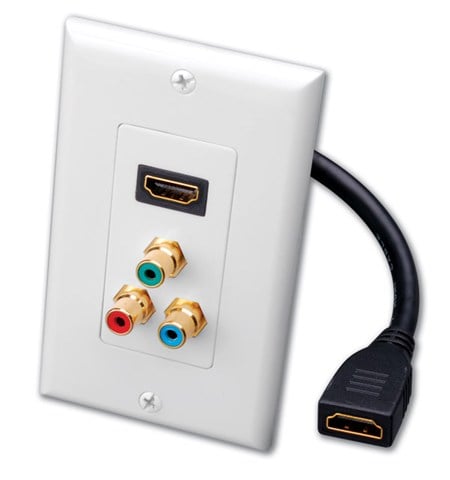 Single Hdmi® Pigtail And Rgb Component Video Triple Rca Jack Decor Wall Plate