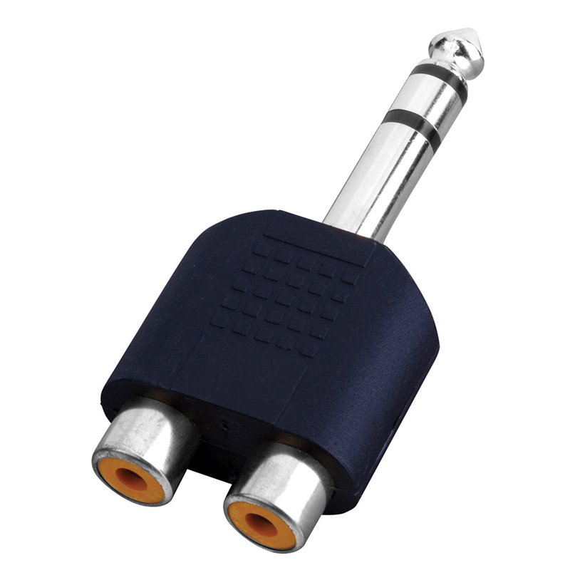 1/4" Stereo Plug 2 Rca Female Jacks Adapter