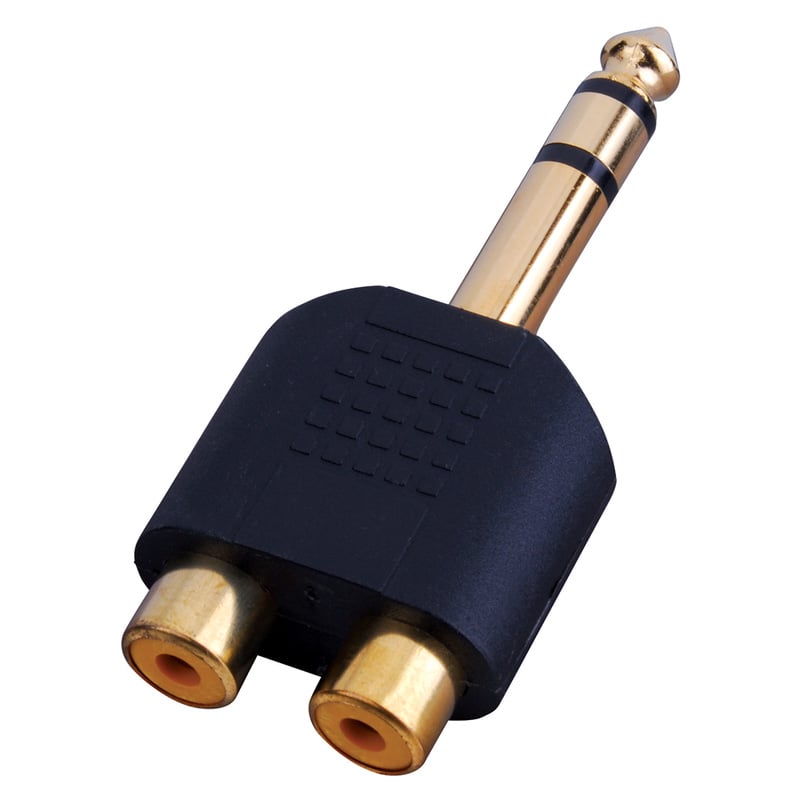 1/4" Stereo Plug 2 Rca Female Jacks Adapter