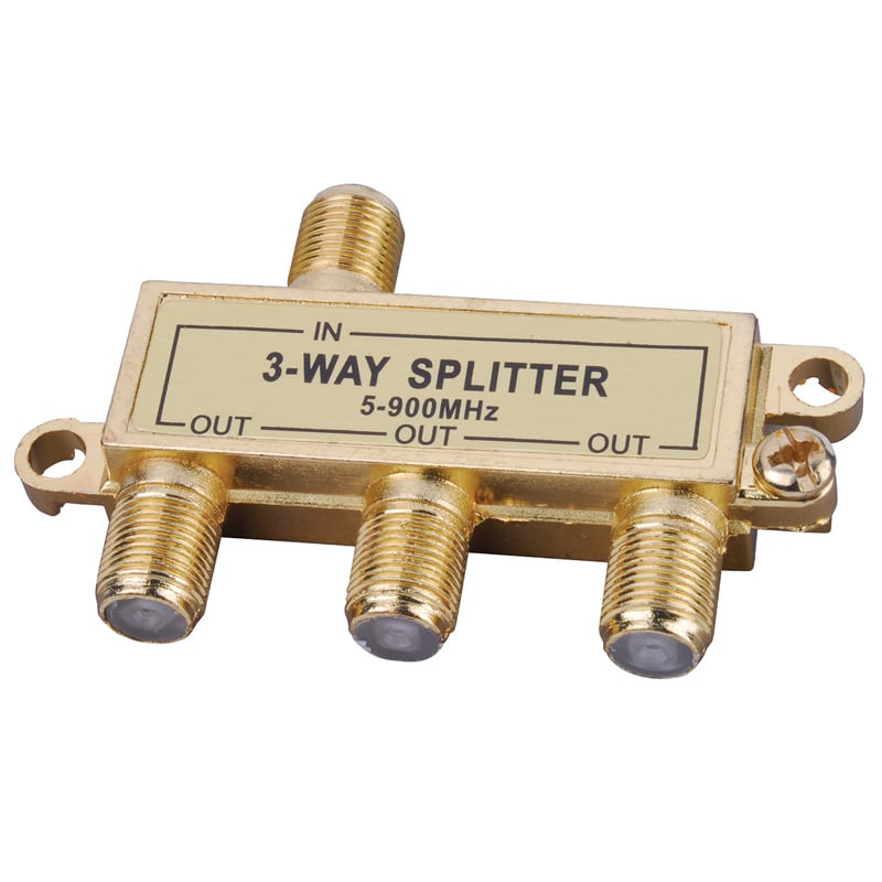 3 Way Signal Splitter With Built In Grounding Block