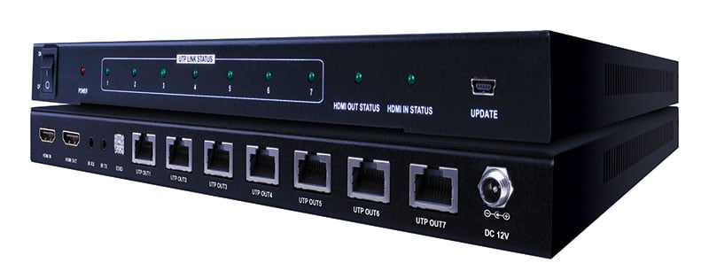 Evolution Hdmi® 1x7 Splitter Over Cat5e/cat6 Cable With Additional Hdmi® Output