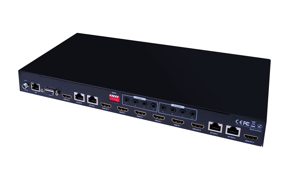 Evolution Hdmi® 4 X 4 Matrix Selector Switch Over Cat5e/cat6 With Poe Receivers
