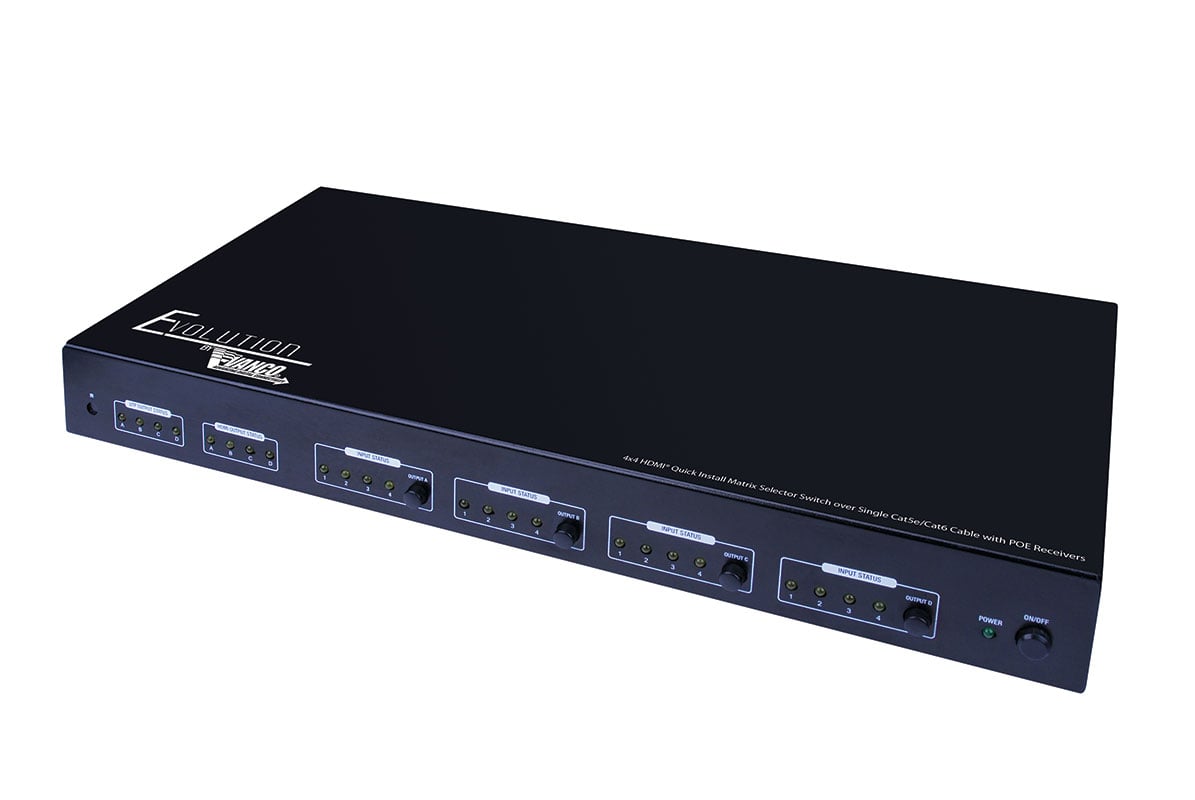 Evolution Hdmi® 4 X 4 Matrix Selector Switch Over Cat5e/cat6 With Poe Receivers