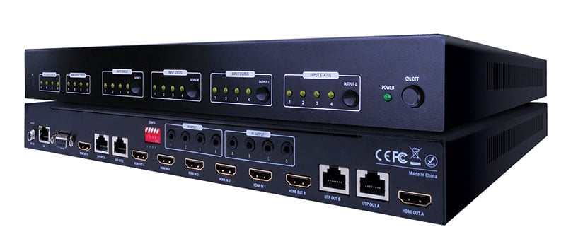 Evolution Hdmi® 4 X 4 Matrix Selector Switch Over Cat5e/cat6 With Poe Receivers