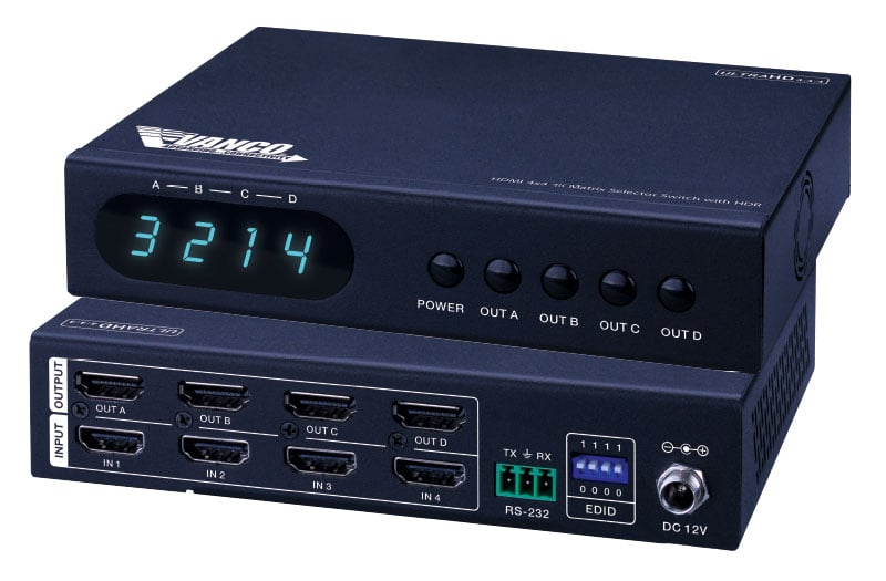 Hdmi® 4x4 4k Matrix Selector Switch With Hdr