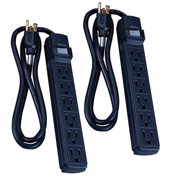6 Outlet Surge Protector Strip Twin Pack