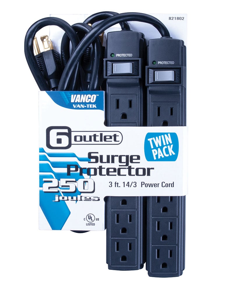 6 Outlet Surge Protector Strip Twin Pack
