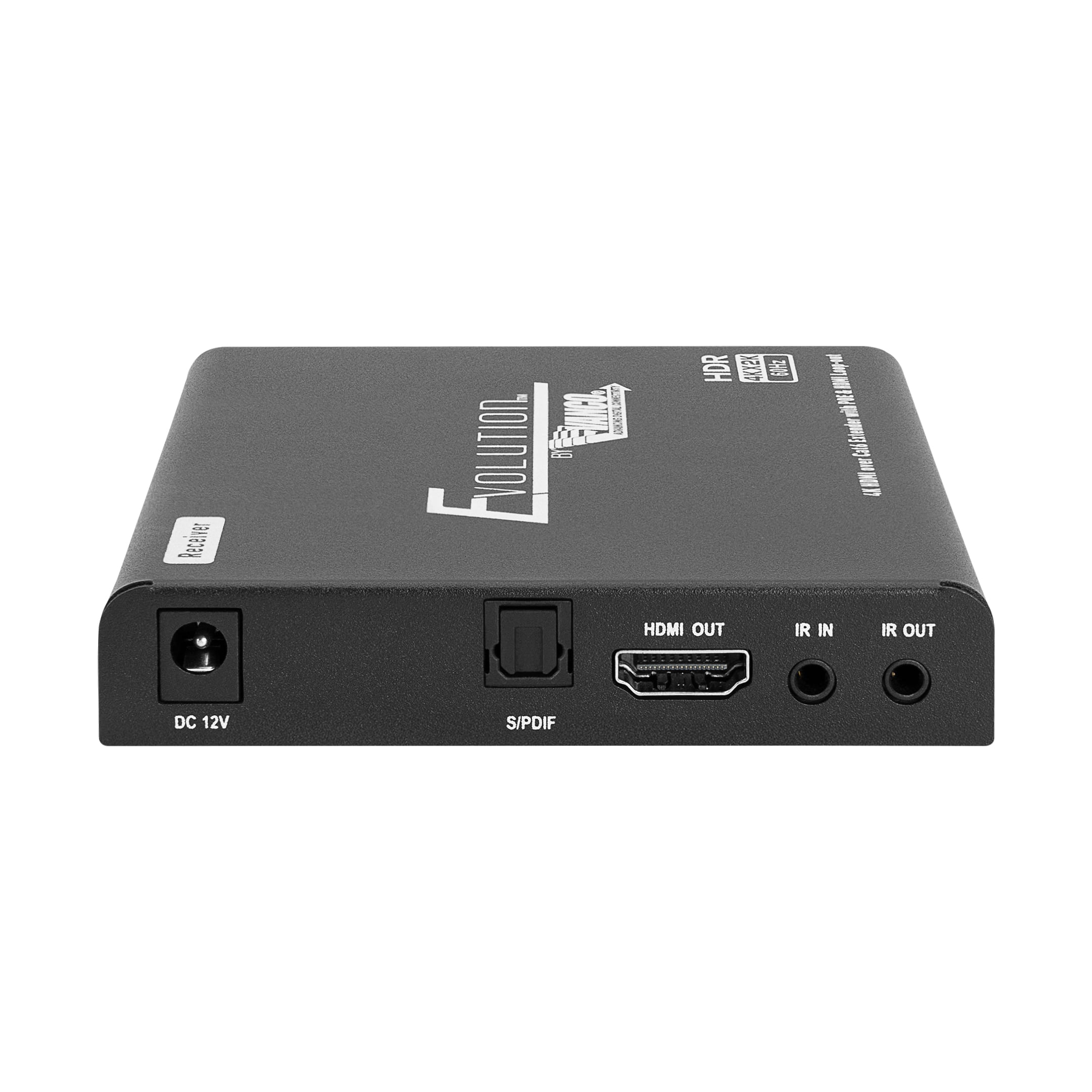 4k Hdmi Extender With Digital Audio Breakout, Hdmi Loop Out, Ir And Poe - RX Front Straight
