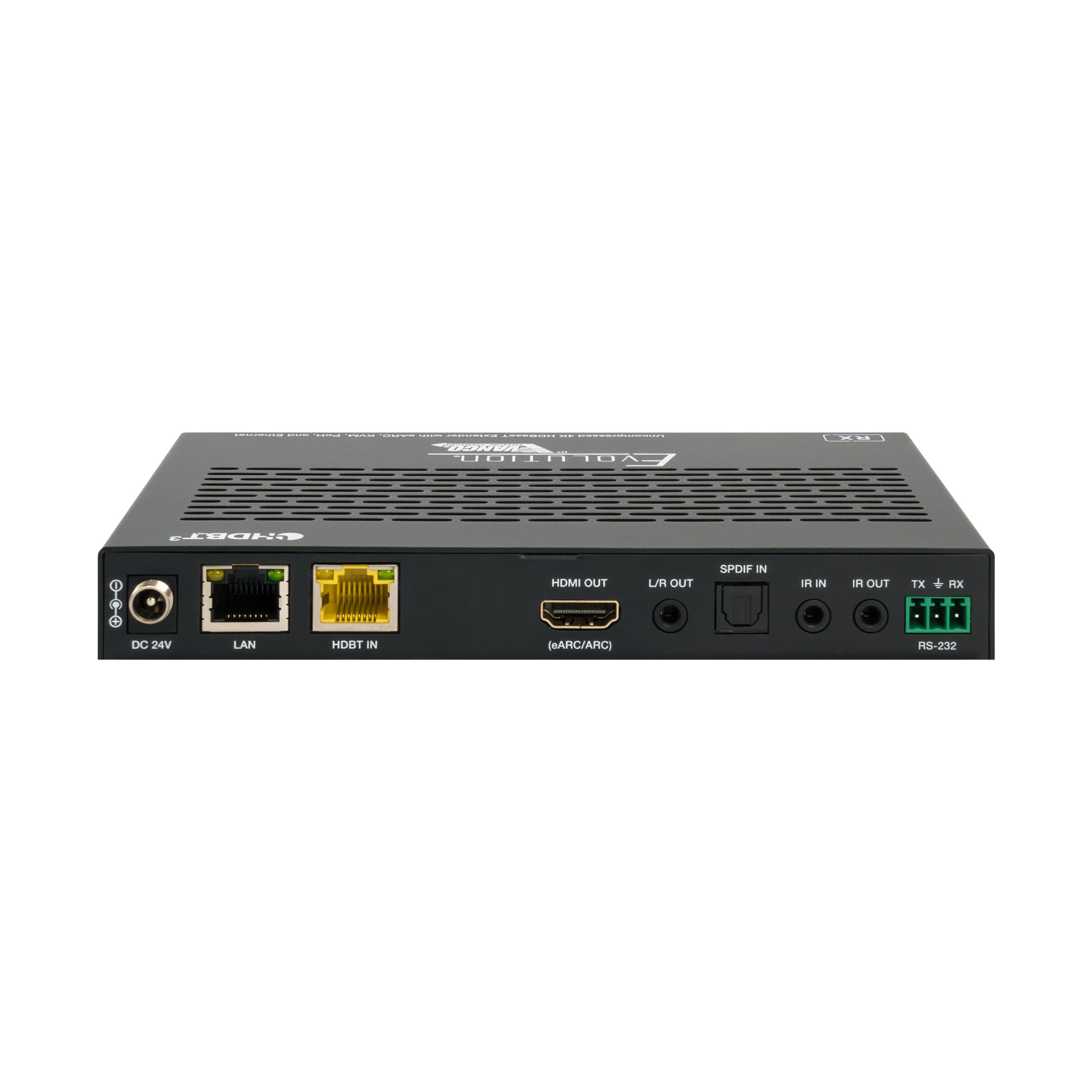 EVEXHDB3-RX-back-straight Uncompressed 4k Hdbaset Extender With Earc, Kvm, Poh, And Ethernet - RX Back Straight
