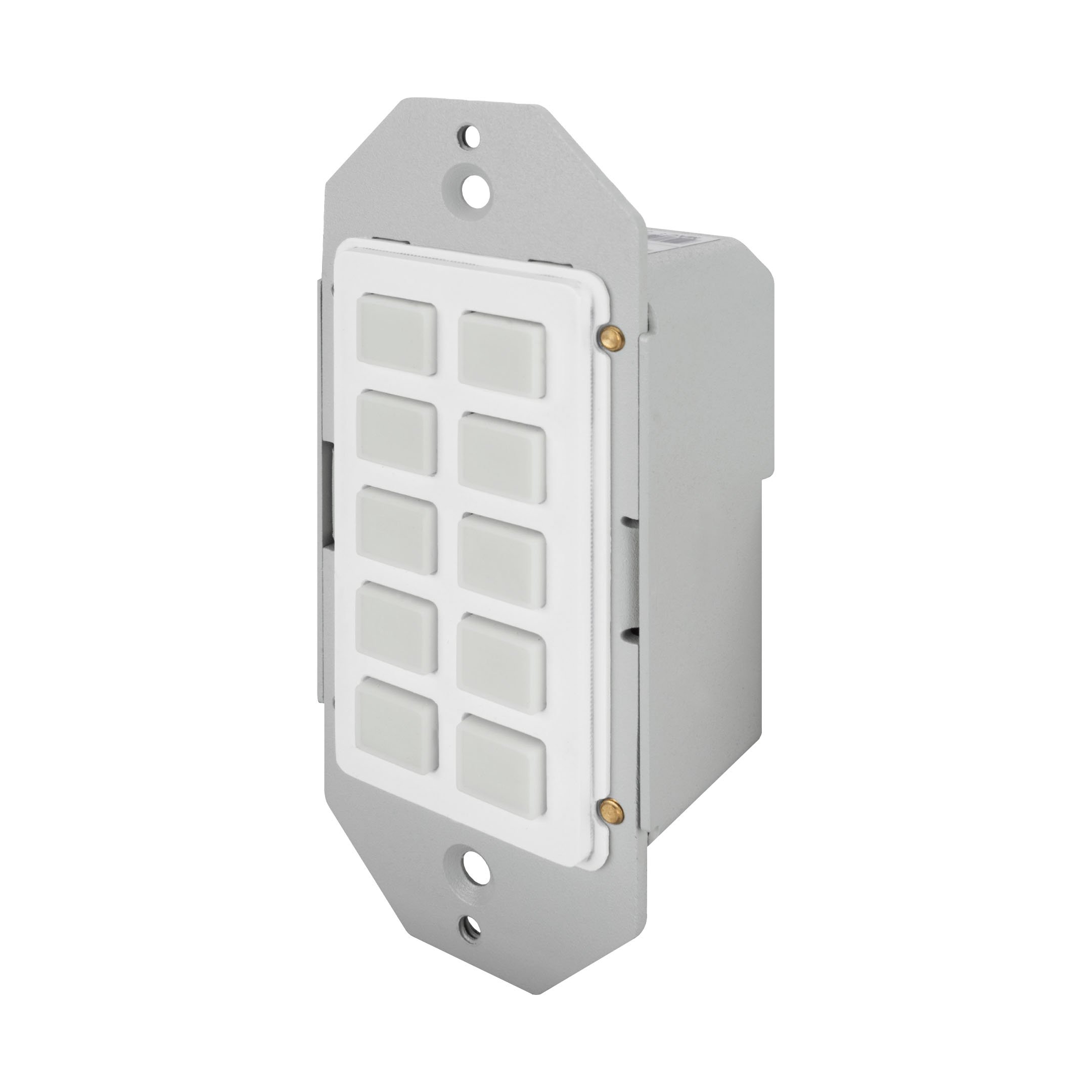 Front angle of the Evolution by Vanco EVCTL10B 10 button programmable control keypad.