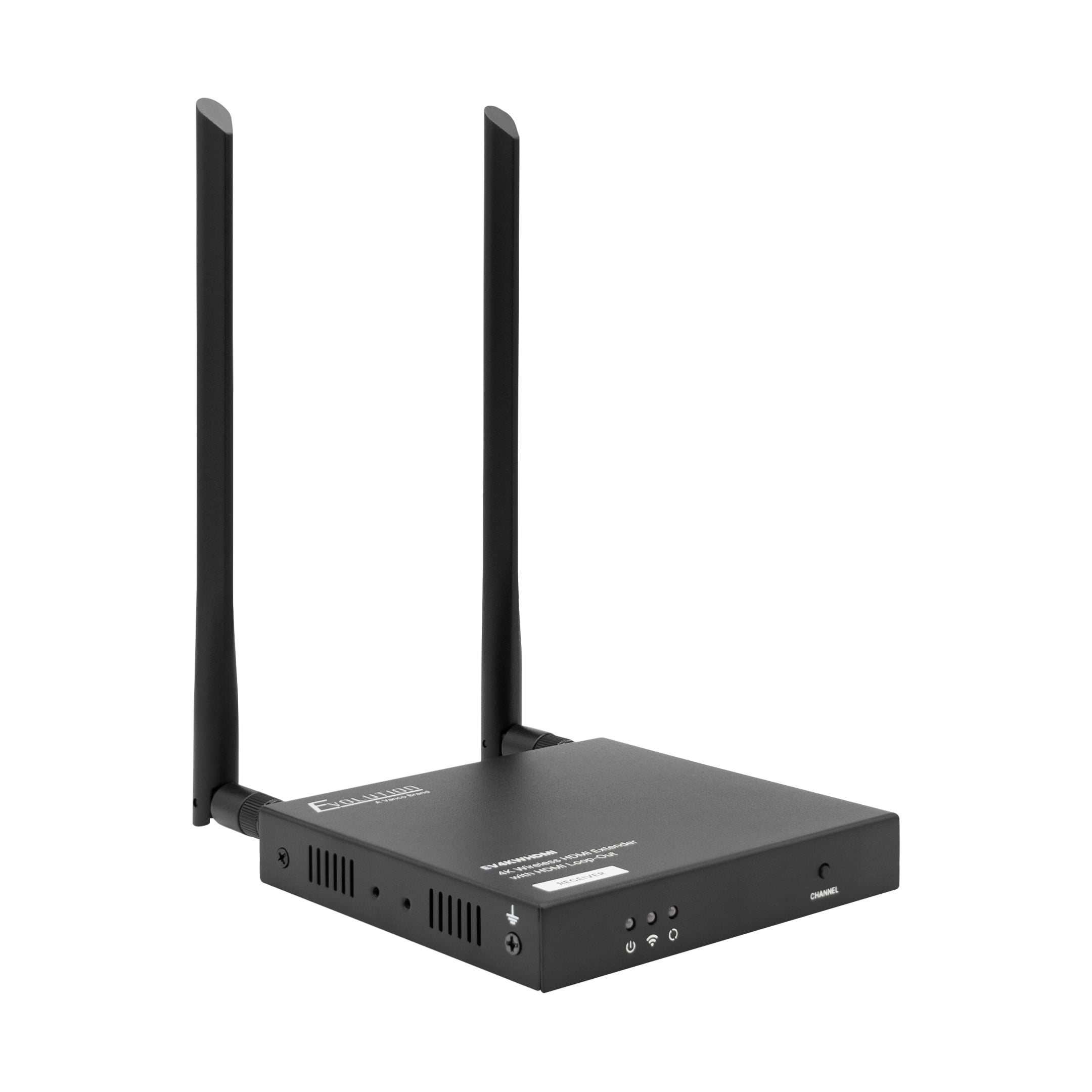 EV4KWHDMI-RX-front-angle 4k Wireless Hdmi Extender With Hdmi Loop Out