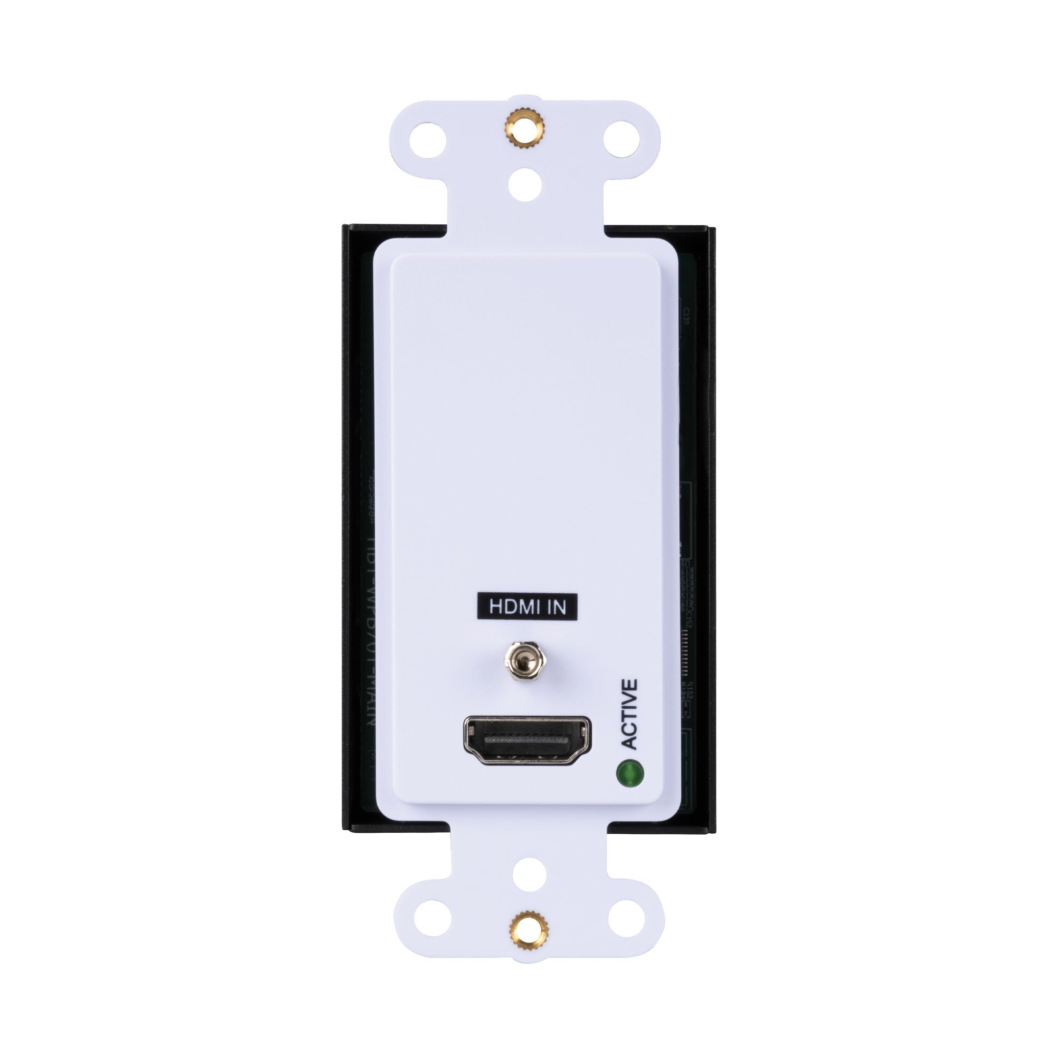 Front of the wall-plate transmitter for the Evolution by Vanco EVWP3000 HDBaseT Extender Set with Wall-Plate Transmitter.