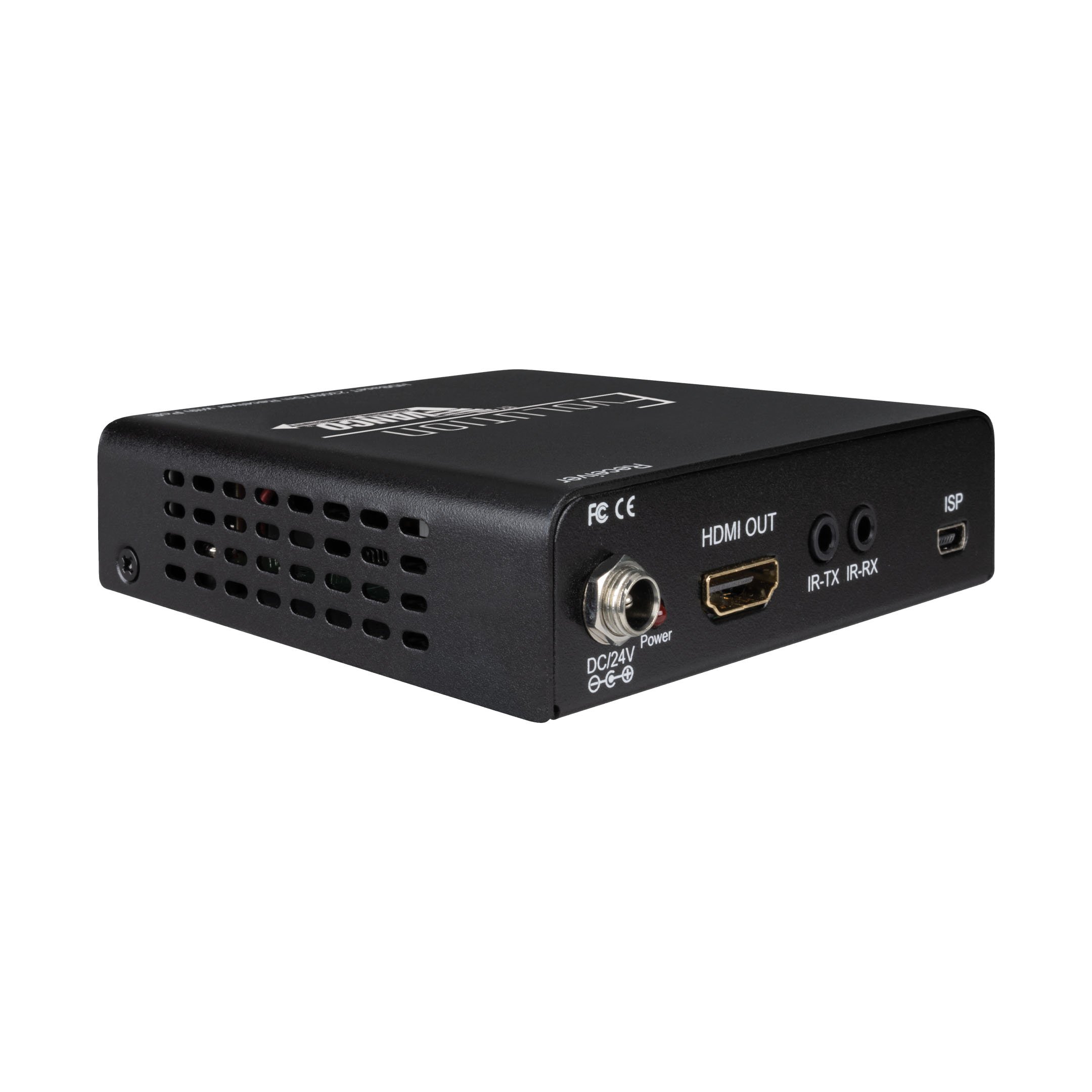 Back angle of the receiver for the Evolution by Vanco EVWP3000 HDBaseT Extender Set with Wall-Plate Transmitter.