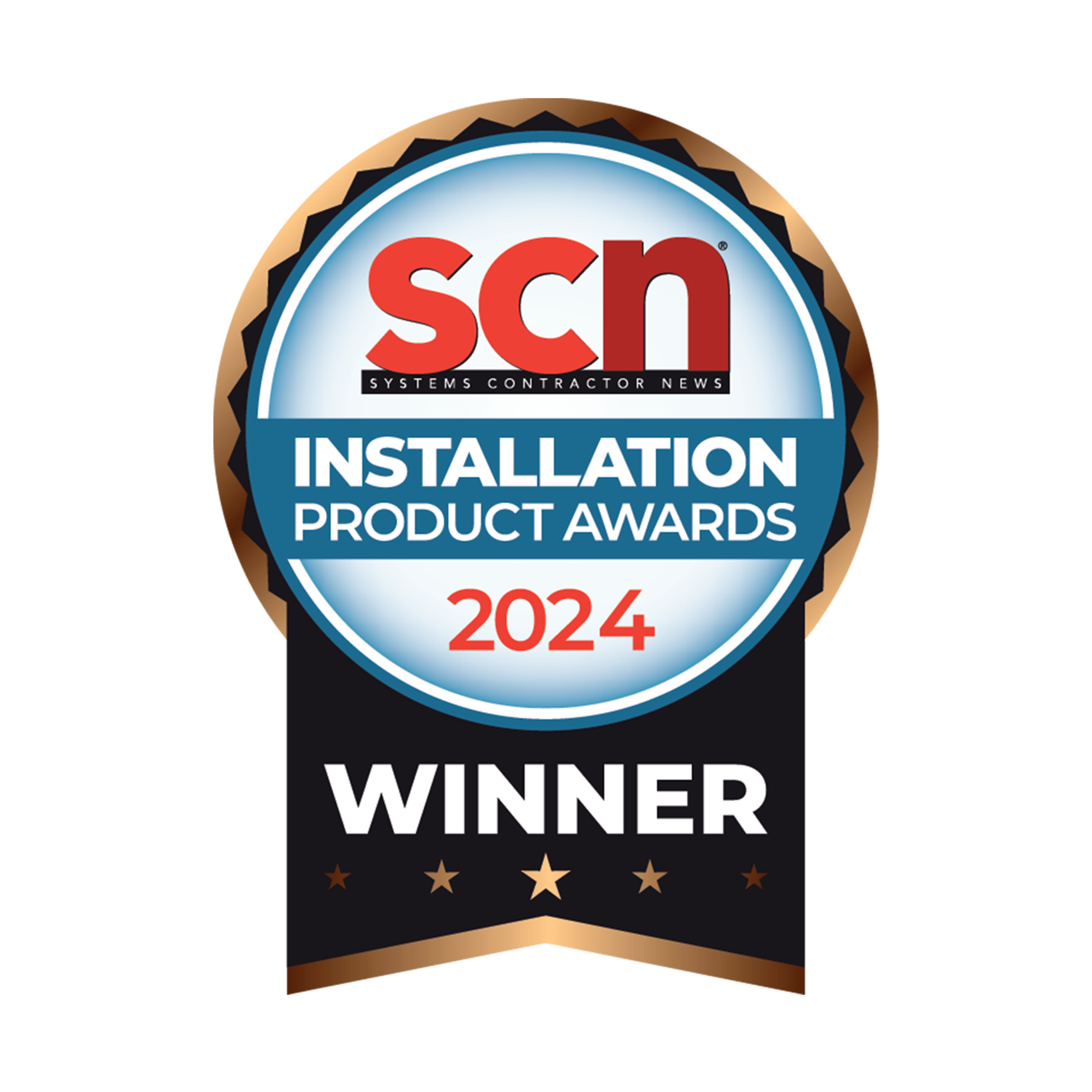 SCN Most Innovative AV Installation Accessory award badge for the Evolution by Vanco EVMX42MV 4K 4x2 HDMI Matrix with Multiview